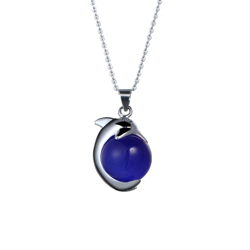 CACANA Cat Pendant Personality Glass Cat Eye Dophine Necklace Jewelry For Women