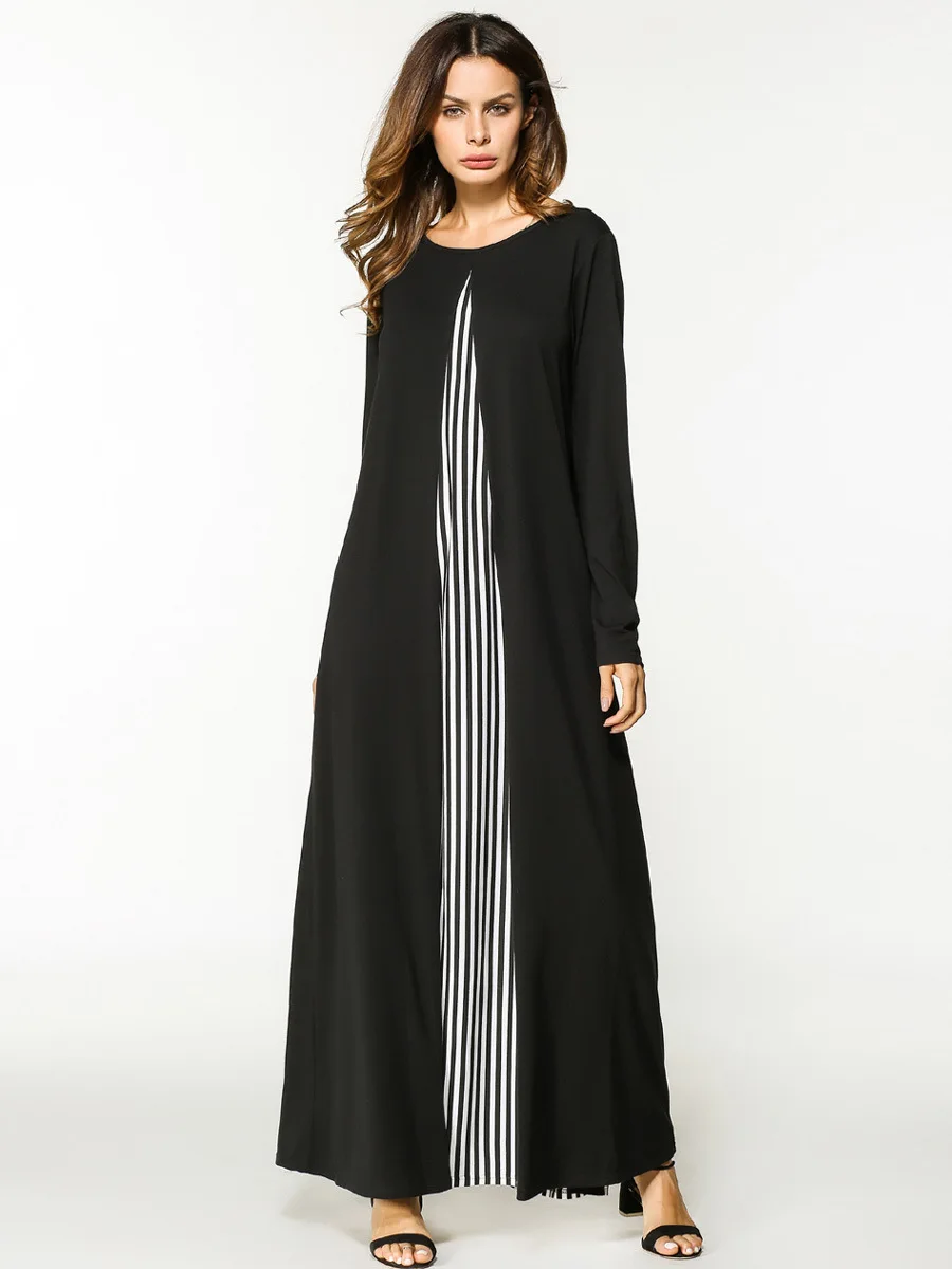 

NEW Muslim abaya dress muslim dress turkish women Contrast color clothes abaya dubai kaftan muslim dress BD1218