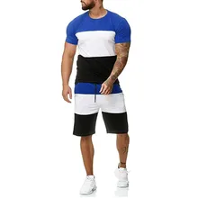Mens 2 Piece Set ансамбль homme с коротким рукавом Summer Leisure Повседневный короткий спортивный