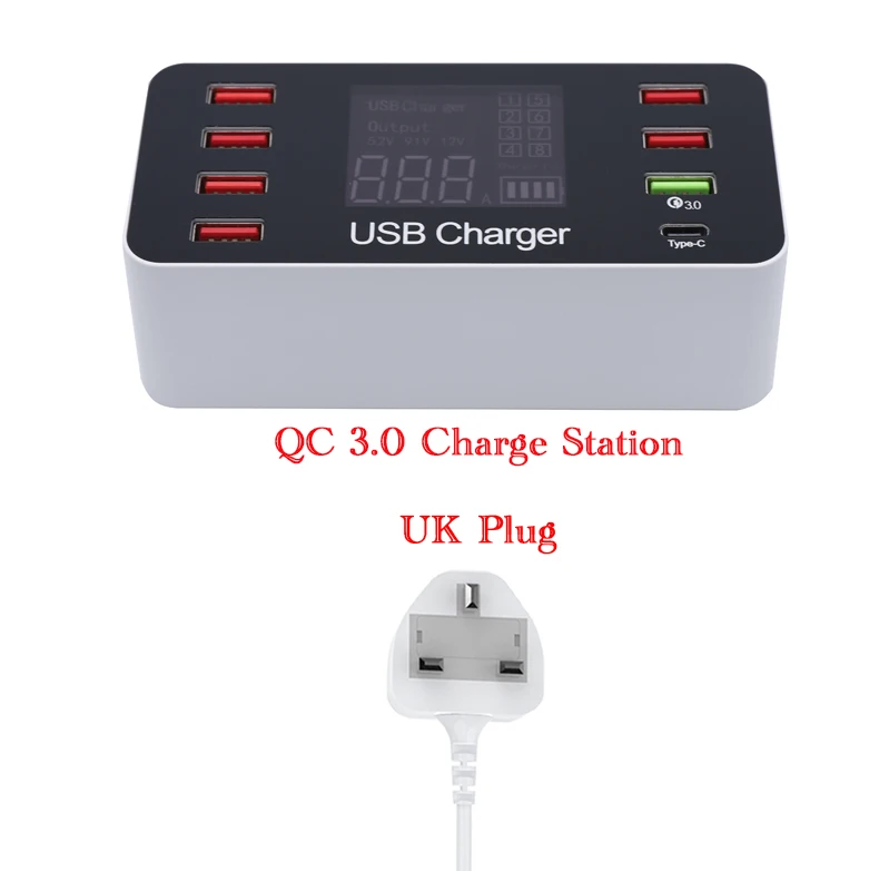 Suntaiho порт USB зарядное устройство Quick Charge 3,0 8 портов настольная несколько USB зарядная станция светодиодный дисплей Быстрая зарядка EU US UK AU Plug - Тип штекера: QC3.0 UK Plug