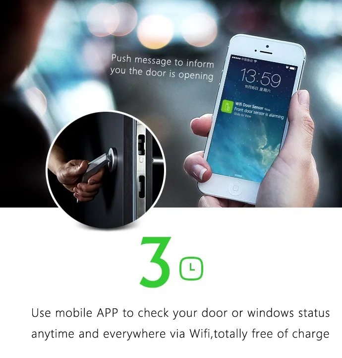 GS-WDS07 Door Sensor Wireless Door/window sensor door contact for APP Control WIFI GSM alarm G90B security panic button