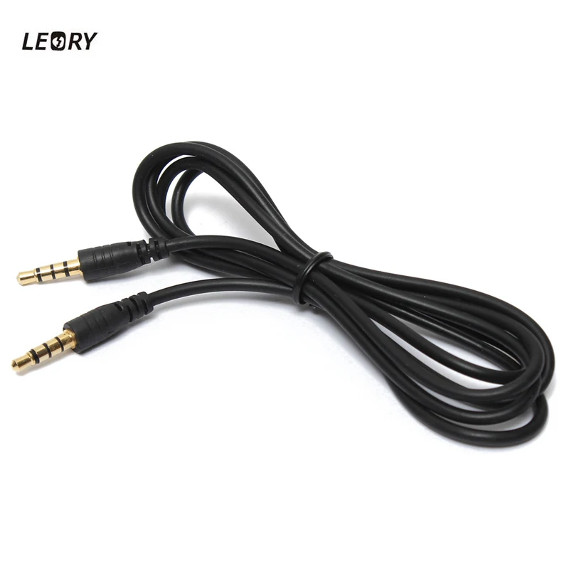 

LEORY Gold Plated Extension Audio Cable 1.2M 3.5MM Male To Male 4-Pole 3 Ring AUX Extension Cable For Speakers Headphone MP3