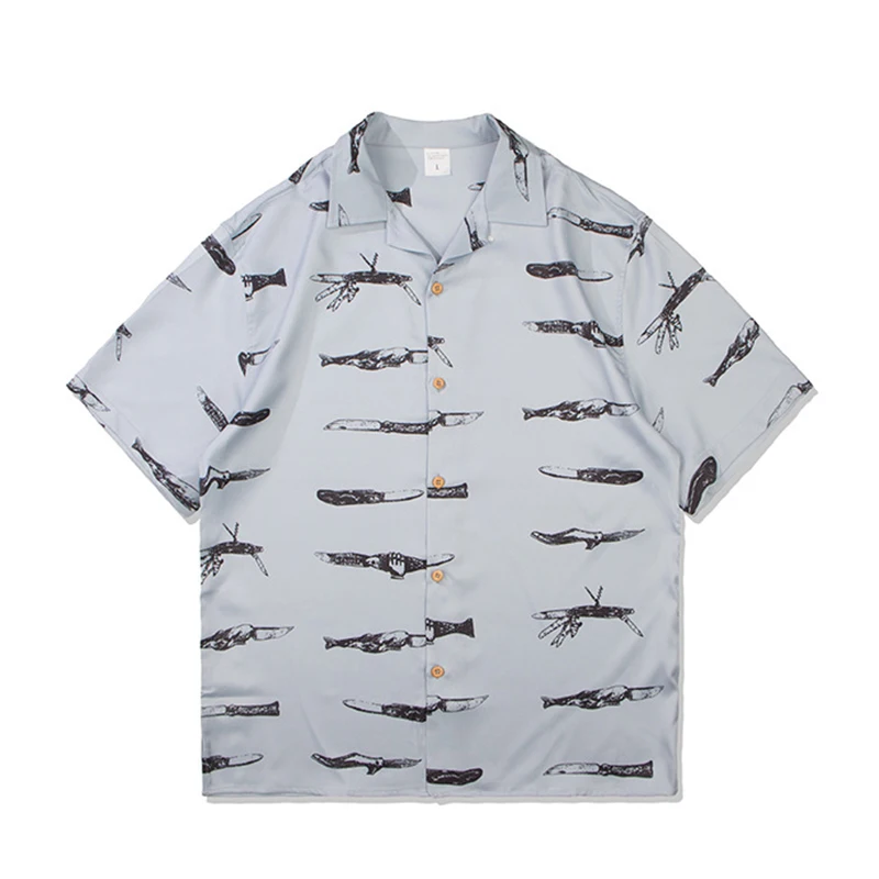 6017 Gersri пляжные рубашки летняя мода Camisa Masculina печатных короткий рукав на пуговицах Гавайские рубашки мужские размера плюс - Цвет: 6017