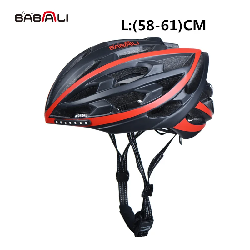 BABAALI шоссейный велосипед шлем ультралайт Световые индикаторы взрослые велосипедные шлемы 33 вентиляционные отверстия дышащие шлемы - Цвет: BLACK N RED - L