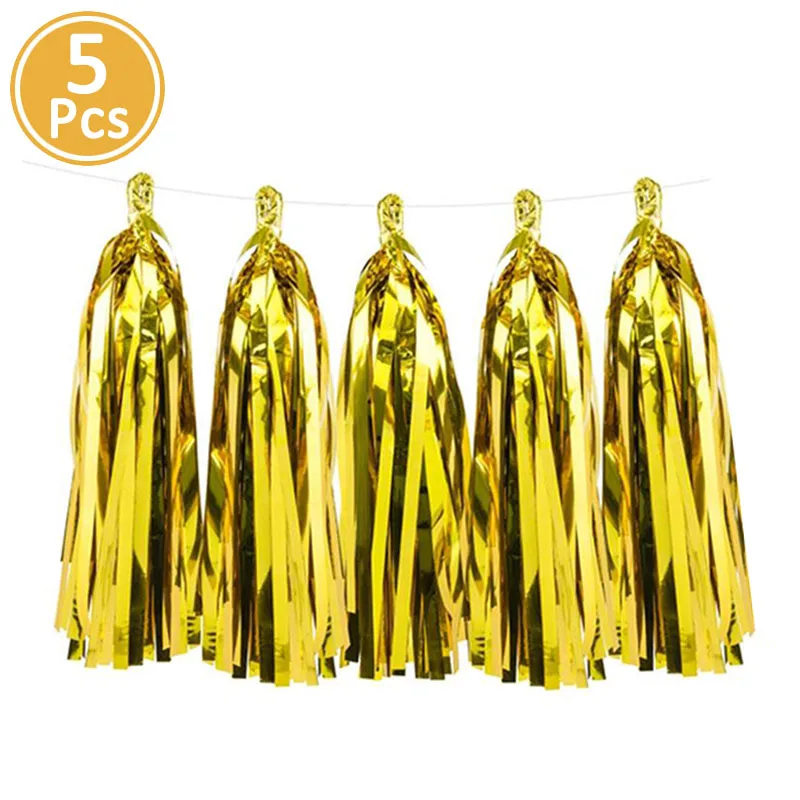 Foil Tissue Paper Tassel Garland Merry Christmas Decorations For Home Table Happy New Year Party Supplies - Цвет: 5pcs gold