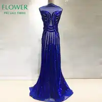 Royal Blue Lovertjes Mesh Tulle Kant Afrikaanse Netto Pailletten Lace Stoffen Hoge Kwaliteit Indian Lady Avondjurken Mesh Kant Materiaal