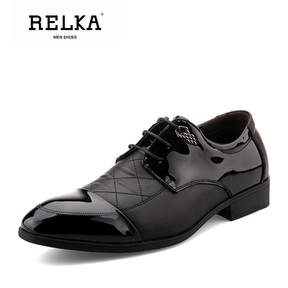 

RELKA Vintage Luxury Men Shoes High Quality Genuine Leather Handmade Round Toe Soft Heel Shoes Solid Fashion Classic Men Shoe N8