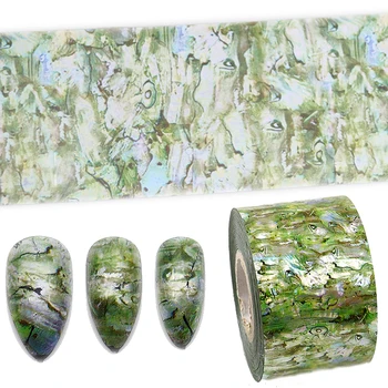 

WAKEFULNESS 4cm*120m Shell Starry Sky Nail Foils Blue White Flowers Nail Transfer Stickers Decals Manicure Nail Art Decorations
