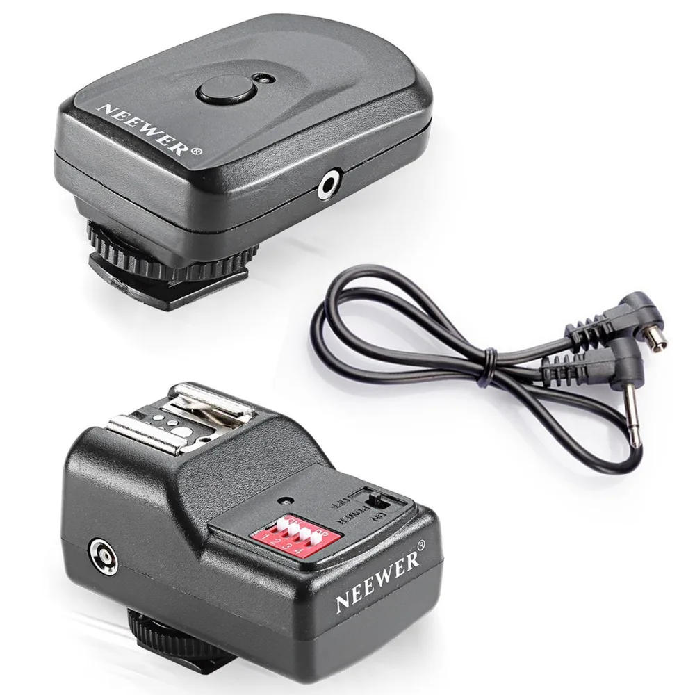 Skup Neewer 16 kanałowy bezprzewodowy pilot zdalnego wyzwalania z PC odbiornik do Canon Nikon błysk yongnuo inne z uniwersalnym gorącej stopki