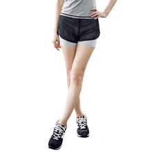 Женские спортивные шорты с эластичной резинкой на талии, из двух частей, нейлон, быстросохнущие, дышащие, для фитнеса, бега, спортзала, йоги, тренировки, повседневные шорты