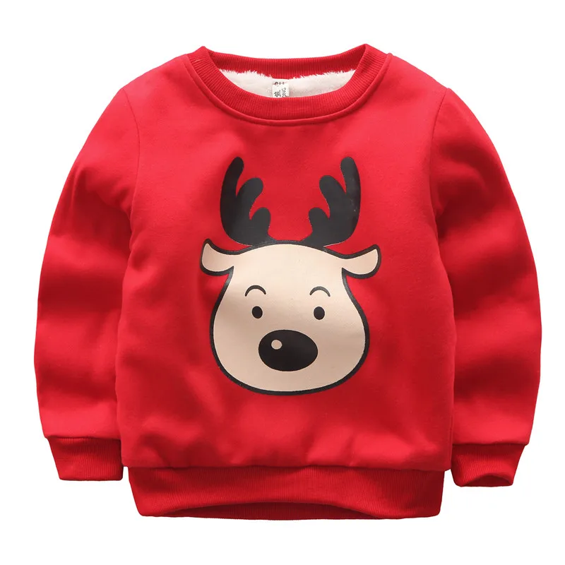 Детский свитер для девочек; коллекция года; зимние рождественские флисовые топы для маленьких мальчиков; плотная теплая куртка с рисунком оленя для девочек; пальто; детская одежда
