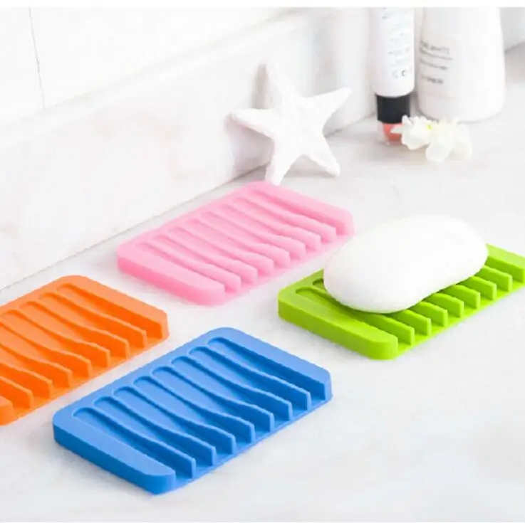 

flexible bathroom silicone soap dish storage holder plate tray 2018 New Hot