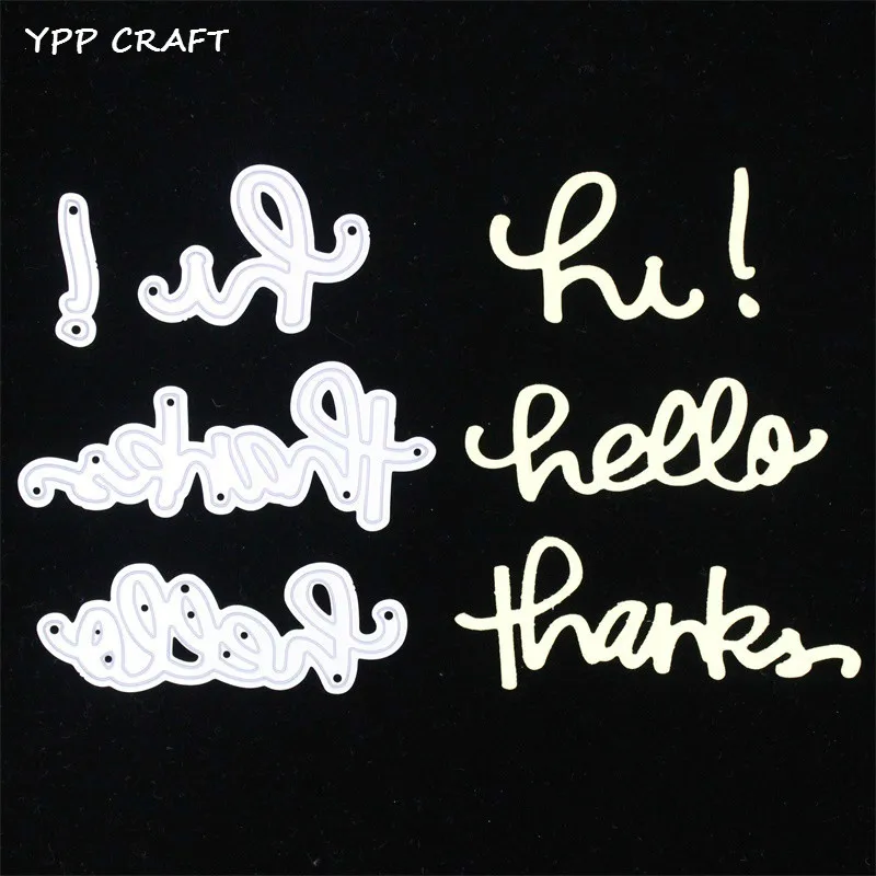 

YPP CRAFT Hello Thanks Metal Cutting Dies for DIY Scrapbooking/Card Making/Kids Fun Decoration Supplies