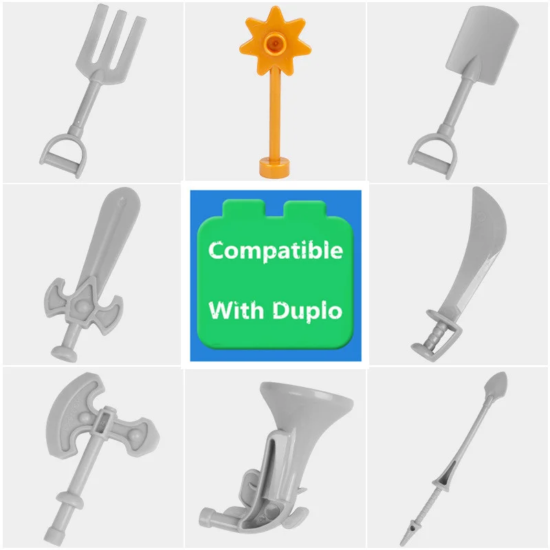

Diy Building Blocks Arms Weapon The Sword Accessories Compatible With Duploed Bulk Scene Plastic Spare Parts Toys For Children