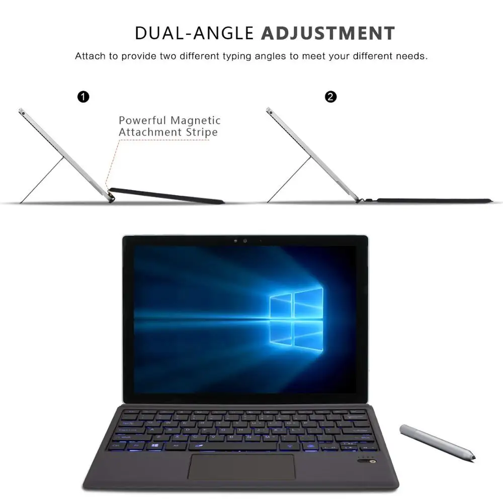 Teclado retroiluminado Bluetooth inalámbrico para Microsoft Surface Pro 6 2018 Pro 5 2017 Pro 4 Pro 3 teclado Bluetooth teclado de tableta - 3