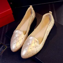 US5-9 Старинные Мягкая Натуральная Кожа Комфорт SLIP-ON Острым Носом Беременных Женщин Мини Балетки Вождения Бездельник