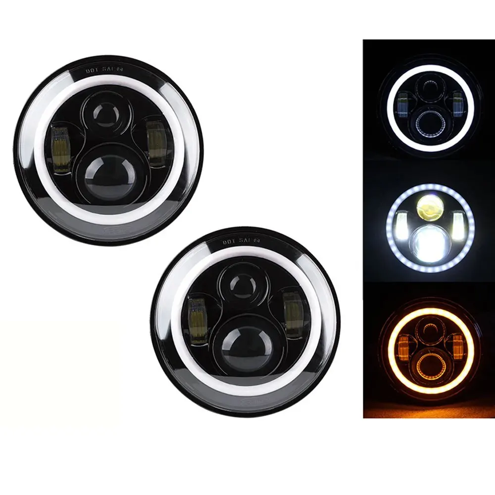 

1 Pair Hot Sale 7inch For Lada 4x4 urban Niva 7inch Car LED light with angle eye for JP Wrangler JK TJ CJ