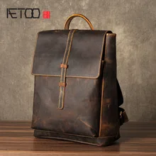 AETOO The first layer of Leather Shoulder Bag Mens Leather Backpack retro fashion leisure bag simple Crazy Horse aetoo new leather leather korean version of the wave of shoulder bags simple leisure travel bag backpack