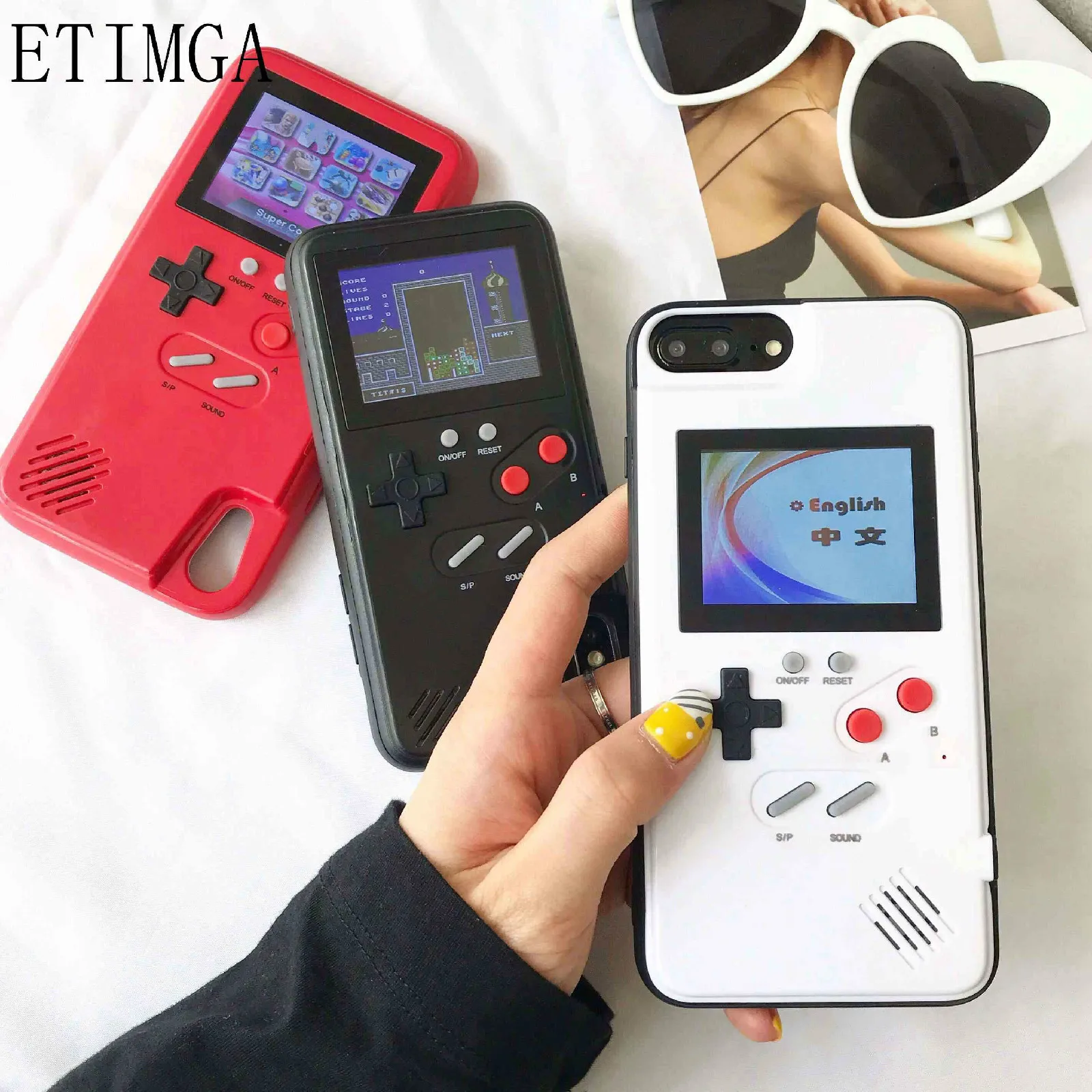 

Full color display Xs Max GameBoy phone case for iphone Xs Max Xr X Retro Tetris Game back cover for iphone 8 7 6 6s plus Coques