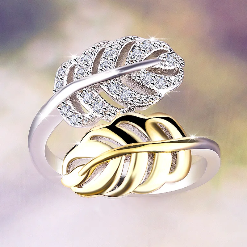 Милое женское кольцо с маленьким растительным листом, простое модное 925 Серебряное Золотое кольцо на палец для женщин, винтажное обручальное кольцо на свадьбу
