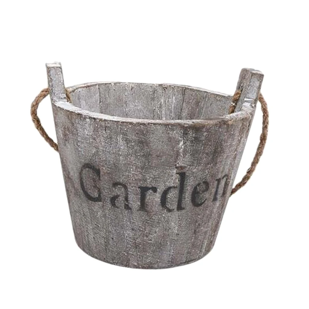 Rustic Wooden Succulent Pots Planters / Flowers Buckets Planter Round/ Oval Landscape Flower Pot Succulents Plants Pot Holder