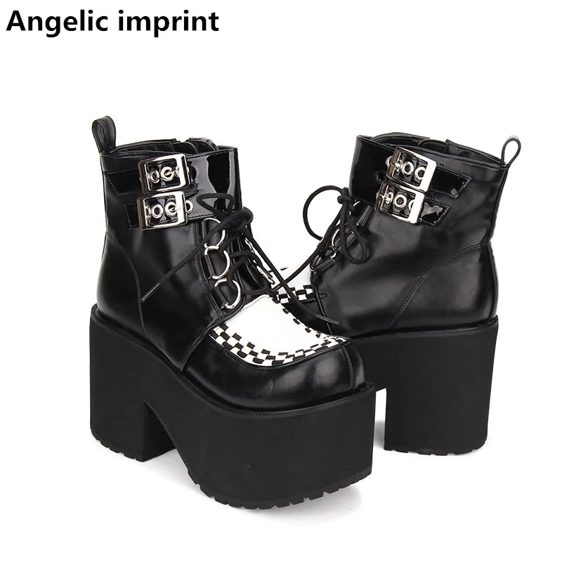 Angelic печатные новые женские панковские сапоги mori girl для косплея Лолиты короткие