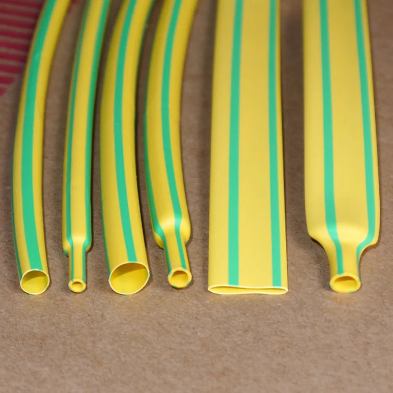 

5M Yellow & Green - 2/4/ 6/8/10/12/14/16/20/25/30/40 MM 2:1 Polyolefin Heat Shrink Tube Tubing Sleeving Cable Sleeves
