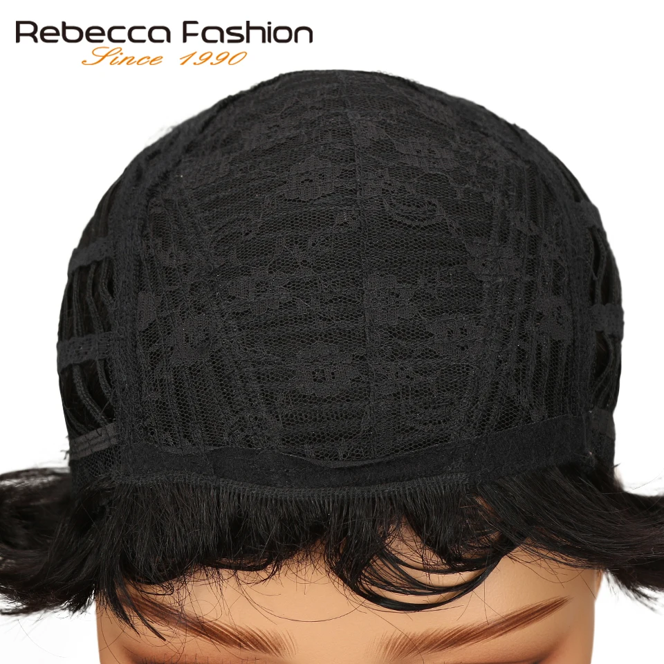 Rebecca короткий волнистый парик бразильские романтические переплетения Remy человеческие волосы парики для черных женщин микс коричневый красное вино 10 цветов