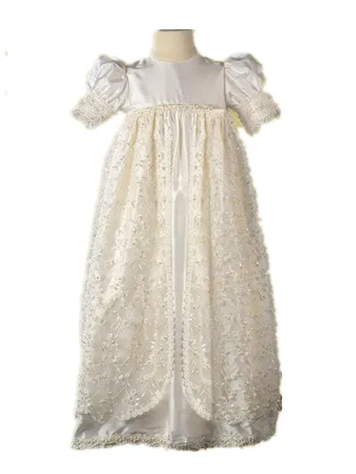 

2016 Noble Heirloom Infant Christening Gown Baby Girl Baptism Dress Baby Boy Lace Applique Robe 0-24 month