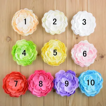 

100pcs/lot Fabric Peony Flower Baby Fashion Headwear 12 colors