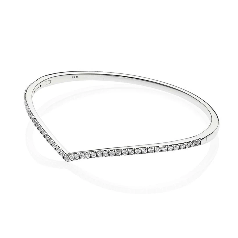 

Fashion 2019 Spring Original Cuff Shimmering Wish Bangle Bracelet 925 Sterling Silver Wishbone Bracelets Bangles Women Jewelry