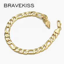 BRAVEKISS 7 мм 24 К золото мужские браслеты для мужчин мужской Снаряженная Улитка Роло пшеницы коробка витой ссылки цепи ювелирные изделия BUB0140