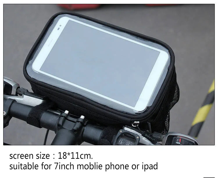 Руль велосипеда корзина, водонепроницаемый Сенсорный Экран Велосипеды сумка для 7 дюймовый телефонный корпус, MTB велосипеда руль Сумки Аксессуары для велосипеда