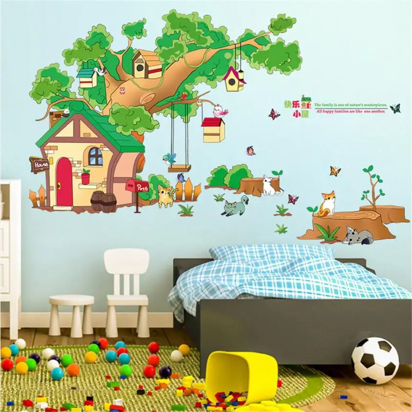 Home Decor DIY Tree House Removable Wall Decal Family Home Sticker Mural Art Home Decor wall sticker Home Deco mirror AU14