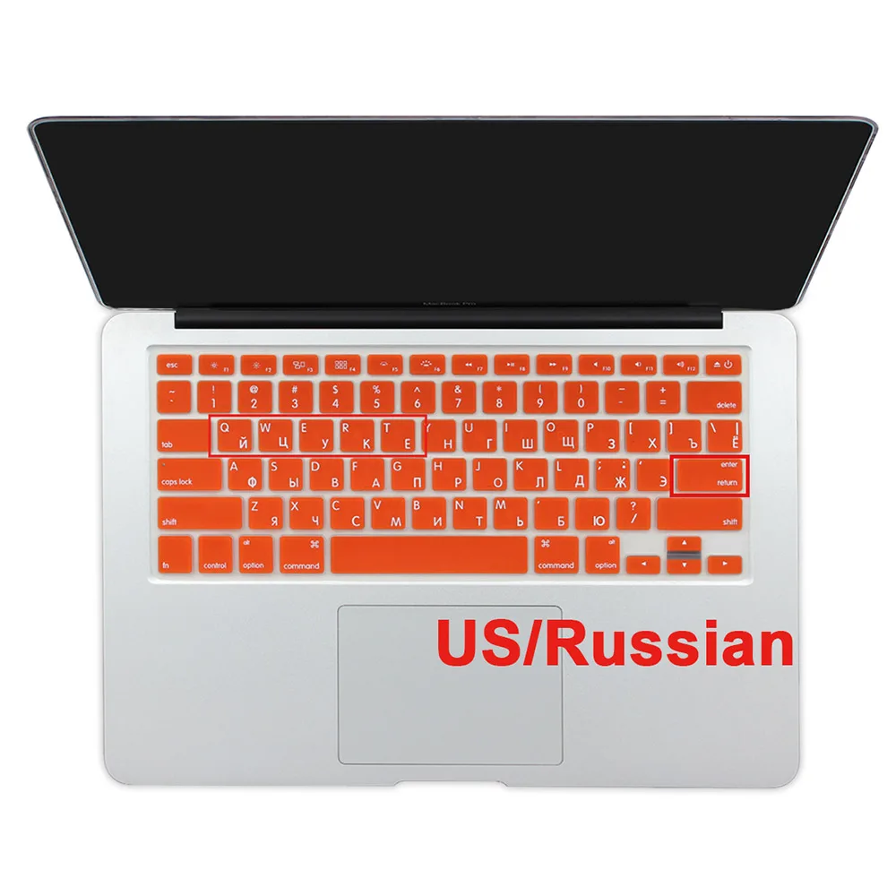 США введите русский алфавит силиконовый чехол для клавиатуры MacBook Air 13 Pro 13 15 17 дюймов retina A1466 A1502 A1398 - Цвет: orange