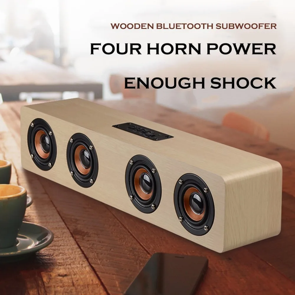 

Mini Portable Wireless Bluetooth Speaker Bluetooth Wooden Music Speaker Hands-free Loud Speaker Support TF Card