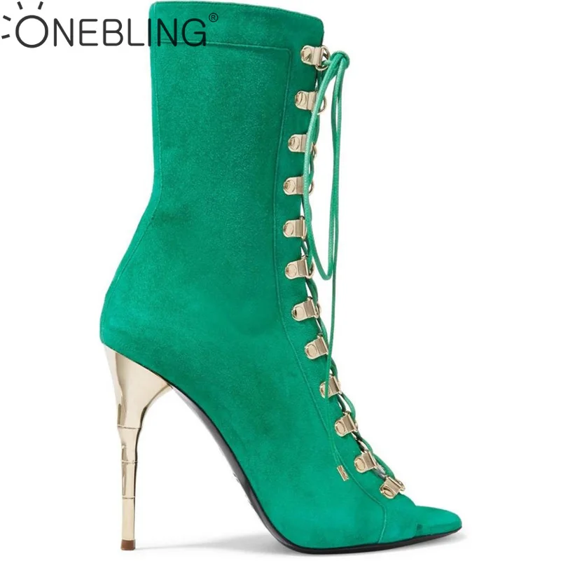 

Sexy Summer Peep Toe Super High Heel Sandals Fashion Kid Suede Hollow Cross Lace Up Thin Heel Women Boots Zipper Ankle Boot