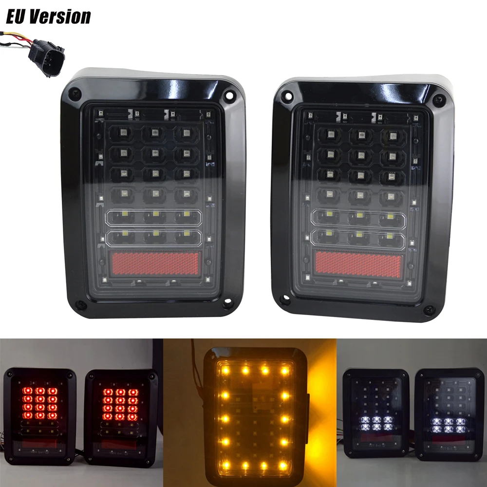 LED Tail Lights for 2007-2016 Jeep Wrangler JK Brake Reverse Turn Singnal Lamp Back Up Rear Stop Light Daytime Running Lights (23)