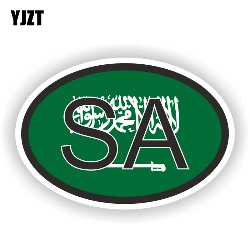 

YJZT 14CM*9.5CM Car Sticker Saudi Arabia SA Country Code Funny Decal PVC 6-0348