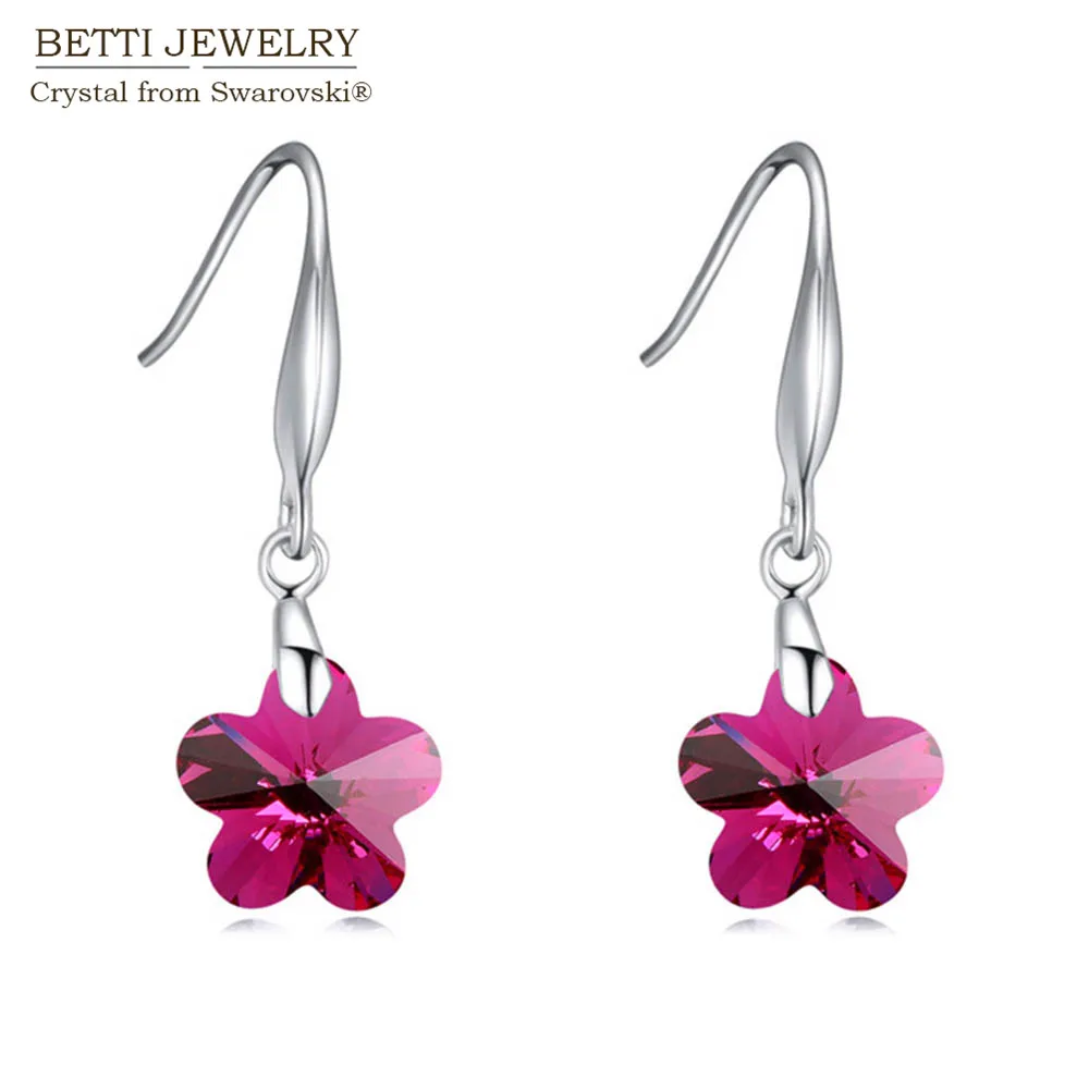 

2019 mother's Day gift women charming flower shape crystal drop earrings With Crystals From Swarovski Bijoux Wholesale