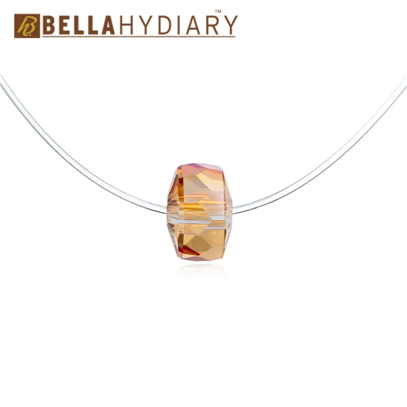 

Bijoux Yellow Geometric Rhinestone Choker Necklaces Transparent Fishing Line Necklace Invisible Chain Necklaces Pendants Collier