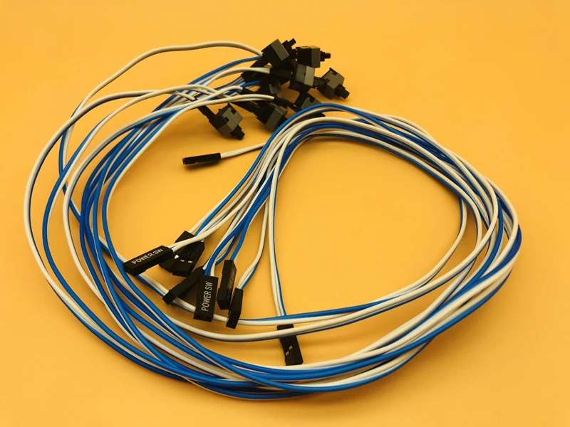 10Pcs 50cm 2Pin SW PC Power Cable on/off Push Button ATX Computer Switch Wire Power SW Switch Cable Re-start Cord for BTC Mining