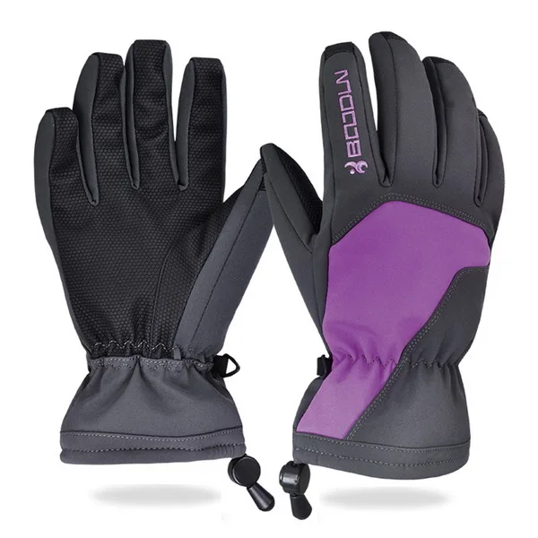 women purple Зимние лыжные перчатки BOODUN для женщин и мужчин, перчатки для сноуборда, альпинизма, снегохода, велоспорта, мотоцикла, водонепроницаемые Зимние перчатки для спорта на открытом воздухе - Цвет: women purple