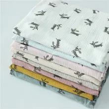 Хлопок, лен, креп, двухслойная газовая детская одежда с принтом, ткань, пена, противомоскитные штаны, пижамы, ткань