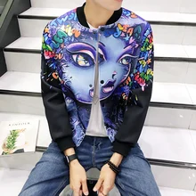 Новый Мужчины Марка Одежды 3D Smurfs Печати Куртка Мода Slim Fit Bape Мальчик Хип-Хоп Спортивный Костюм Бейсбол Спортивной Одежды Сращивания Куртки пальто
