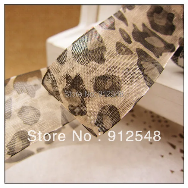 

Free Shipping,1" (25mm) width, Animal Stripe Printed Sheer Ribbon/ Organza Leopard Craft for IDY Bow Making,bw001