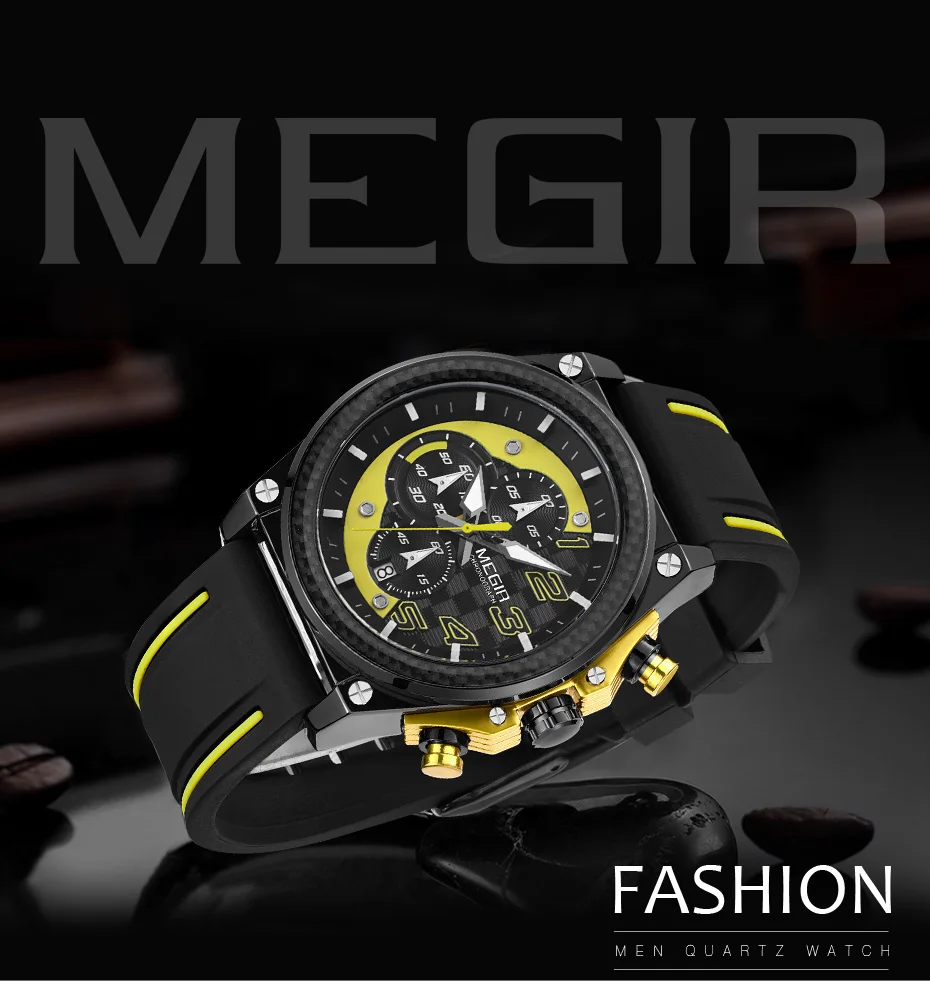 MEGIR Watch Men Sport Watches Army Top Brand Waterproof Auto Date Chronograph Luminous Hand Fashion Military Clock Montre Homme