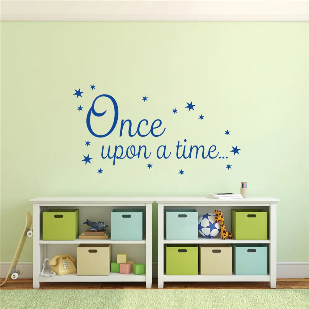 

Once upon a Time Decal Book Corner Quote Vinyl Wall Sticker Living room tile kids wall Environmental ceiling sticker Y170706