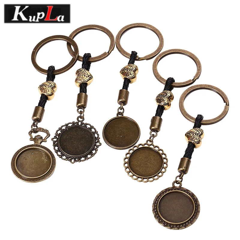 

20mm Keychain Round Cabochon Setting DIY Keychains Vintage Brass Handmade Key Chain for Jewelry Making 5pcs/lot KC5081