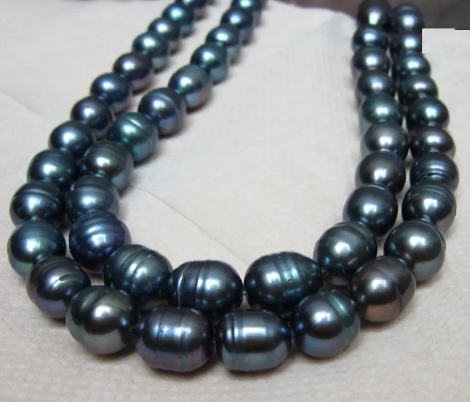 

0751 NATURAL SOUTH SEA BLACK GREEN PEARL NECKLACE